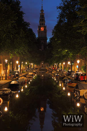 Amsterdam Zuiderkerk Night Canal amsterdambynight