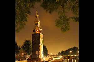 Montelbaanstoren Amsterdam Nacht Spotlight amsterdambynight